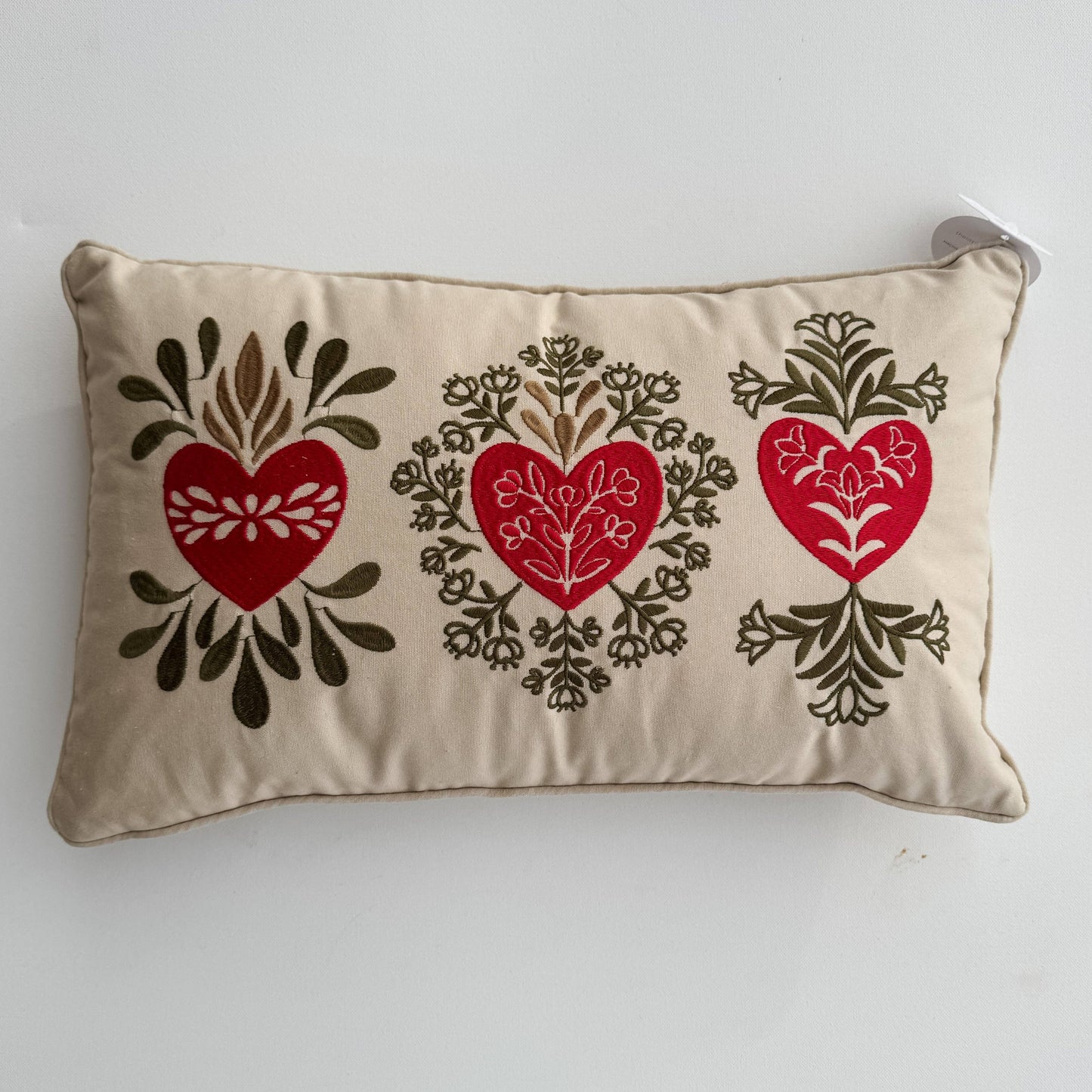 The Little Rose Shop - Holy Family Hearts Embroidered Lumbar Pillow Cover