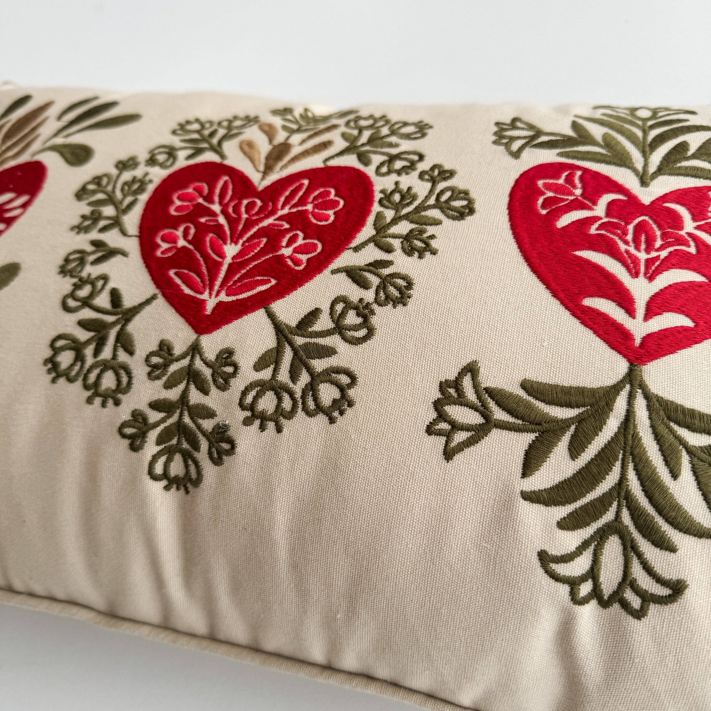 The Little Rose Shop - Holy Family Hearts Embroidered Lumbar Pillow Cover