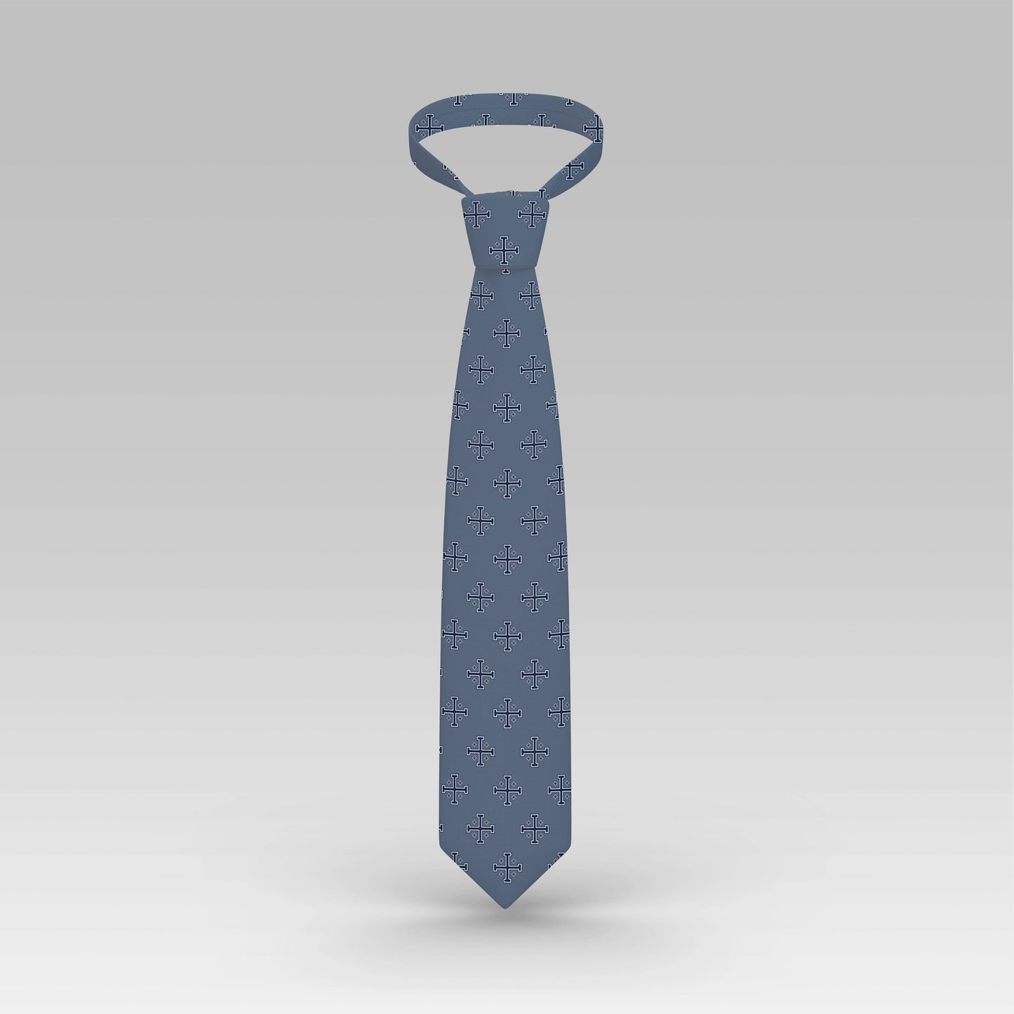 ProselyTies - Blue Jerusalem Cross Necktie with White Accents