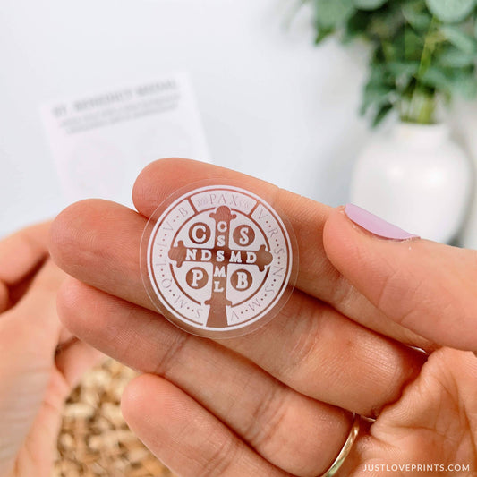 Just Love Prints - Mini Clear St. Benedict Medal Sticker Sheet