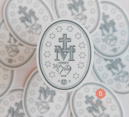 Blessed Be God Boutique - Miraculous Medal Sticker, Catholic Vinyl Sticker