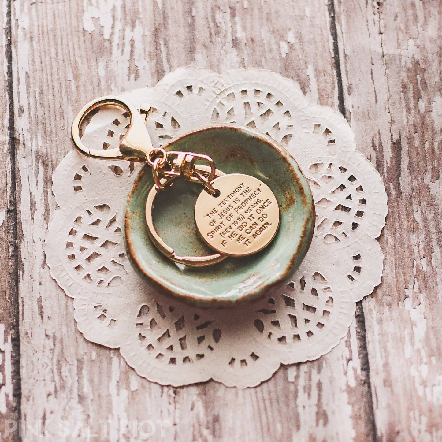 Pink Salt Riot - Praise God Gold Keychain