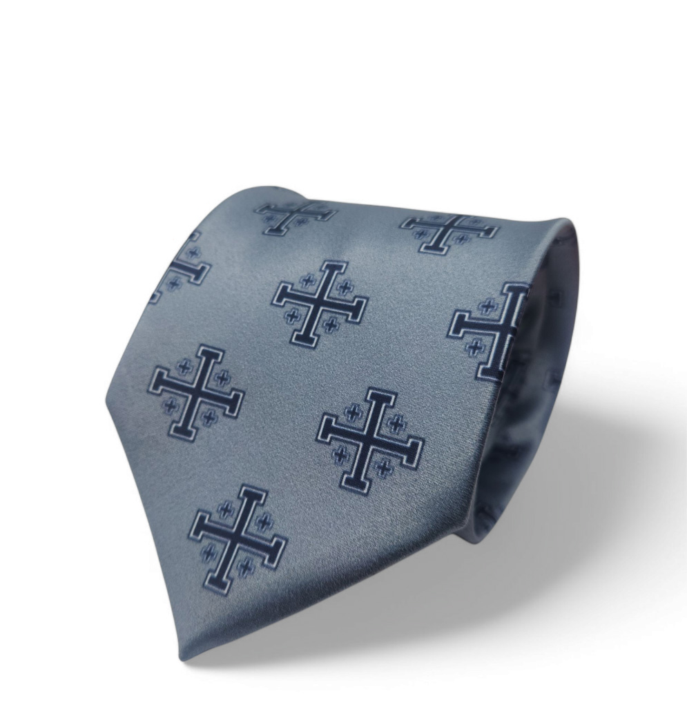 ProselyTies - Blue Jerusalem Cross Necktie with White Accents