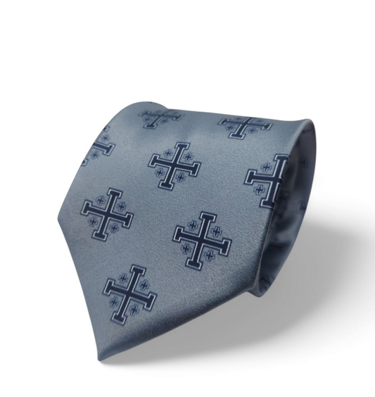 ProselyTies - Blue Jerusalem Cross Necktie with White Accents