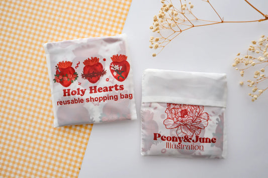 Peony&June Reusable Shopping Bag- Holy Hearts