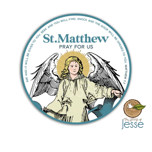 The Stump of Jesse - St. Matthew Symbol Waterproof Catholic Sticker