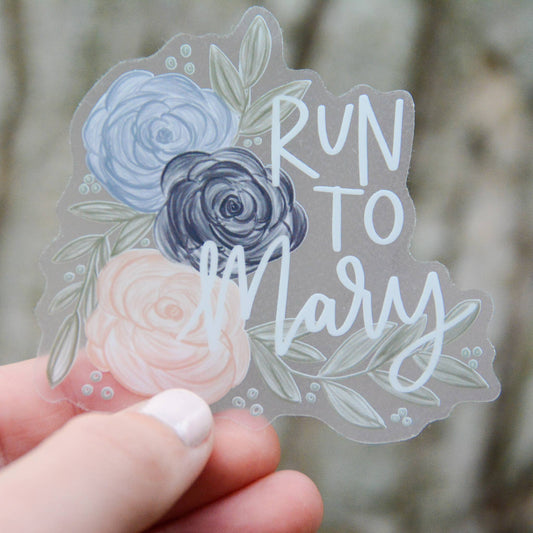 Saint Clare and Francis - Run to Mary - St. Francis de Sales Catholic Vinyl Sticker