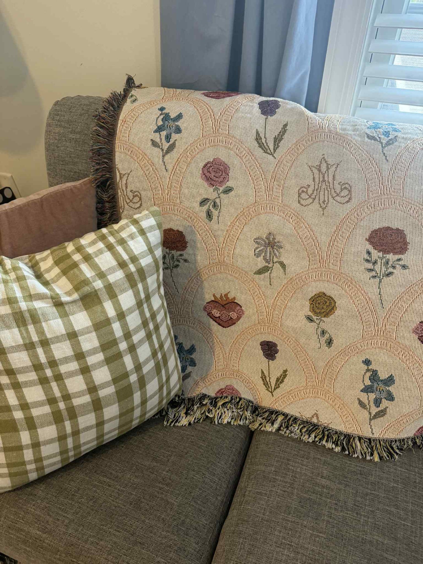 Brick House in the City - Mary's Sacred Garden Woven Blanket