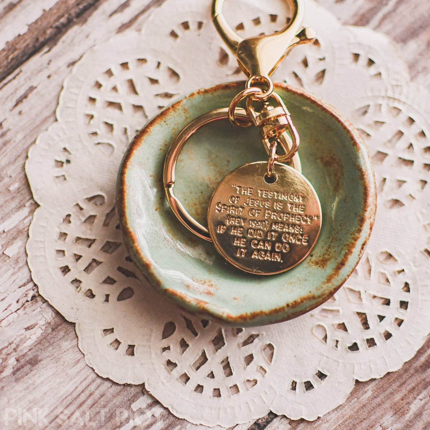 Pink Salt Riot - Praise God Gold Keychain