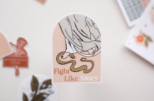 Catholic Sticker, Fight Like Mary Sticker, Catholic Gift, Vinyl Sticker, Blessed Mother, Marian